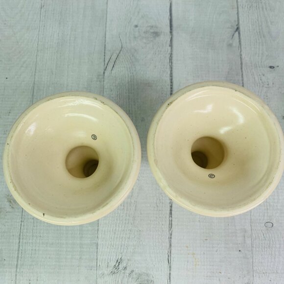 Pfaltzgraff REMEMBRANCE Stoneware Peach Pink Floral 5" Candle Stick Holders Set - Picture 7 of 9